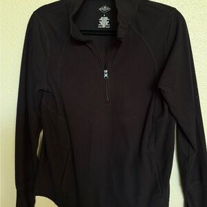 St. John's Bay Active Women’s Small Black Fleece Quarter Zip Pullover Thumb Hole